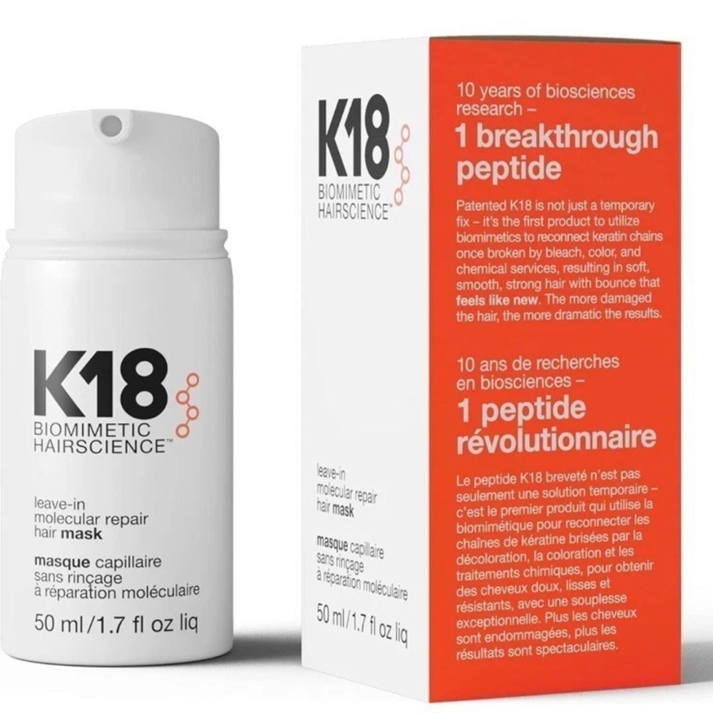 K18 Biomimetic Hairscience Leave-In Molecular Repair Hair Mask - White